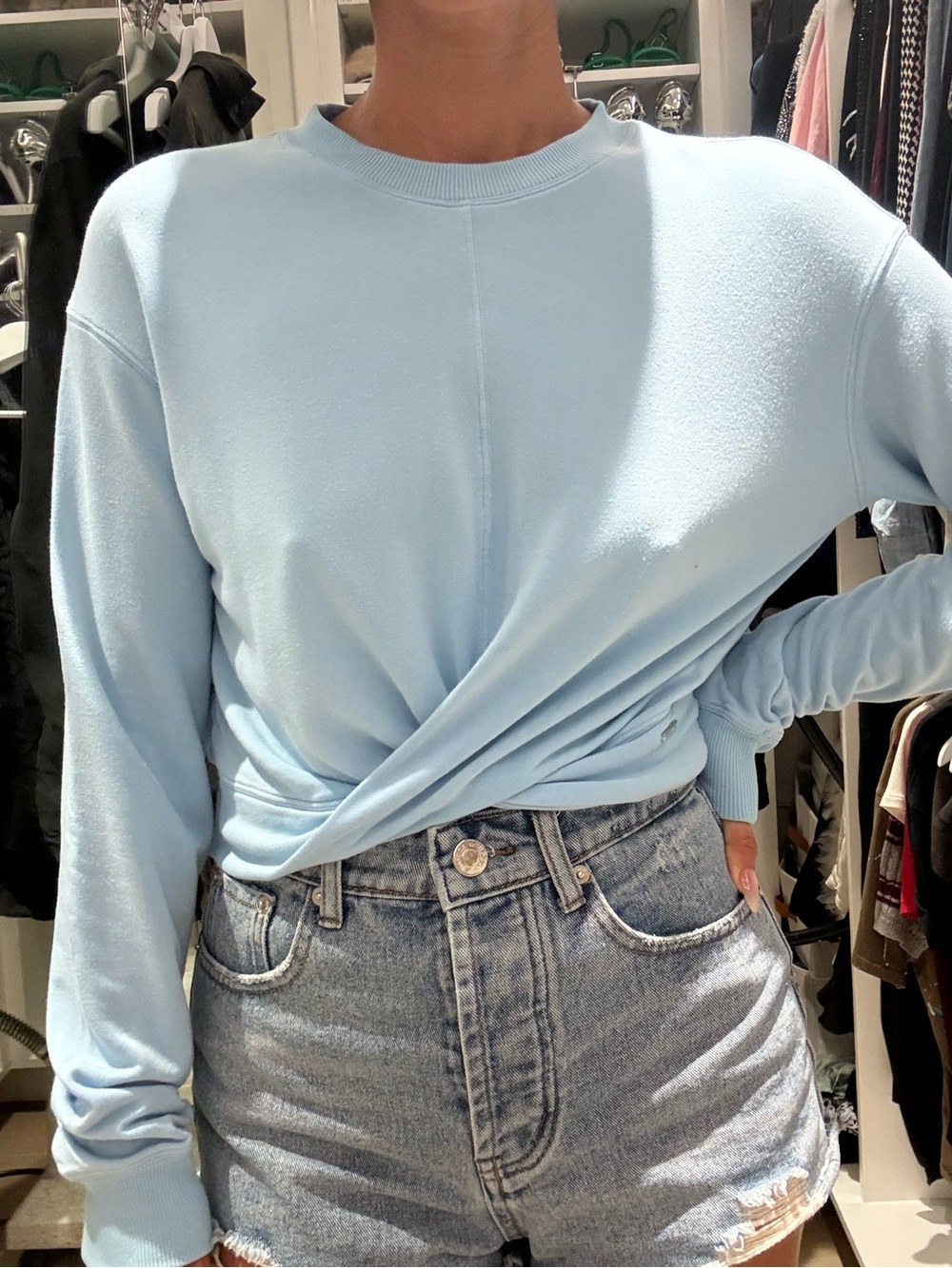 Light Blue French Terry Crewneck Sweatshirt – Active & Casual